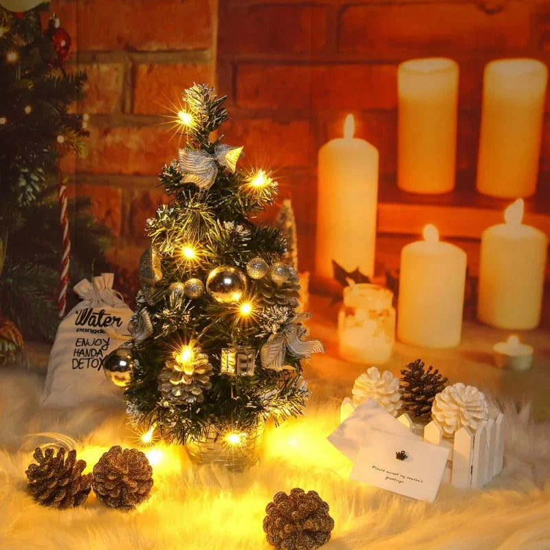 Mini LED Christmas Tree with Decorations and Pine Needles