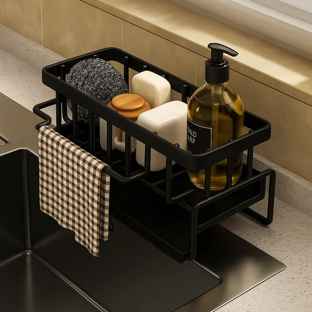 Sink Organiser with Shelf and Drain for Kitchen