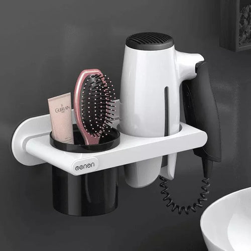 Wall Hair Dryer Holder with Compartments