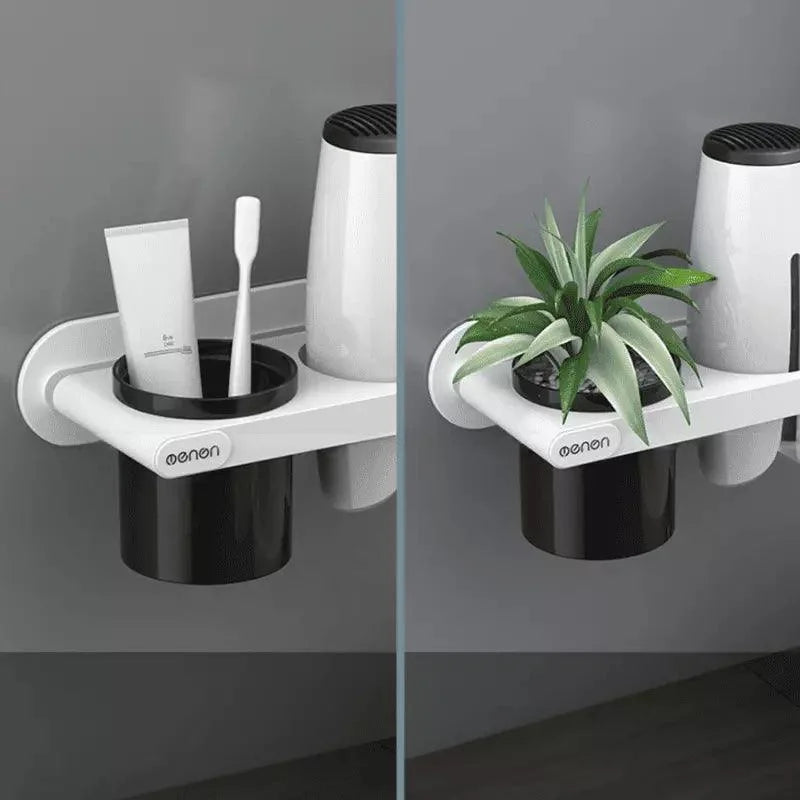 Wall Hair Dryer Holder with Compartments