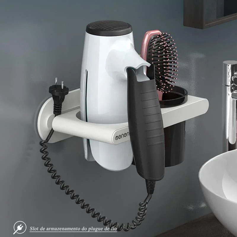 Wall Hair Dryer Holder with Compartments