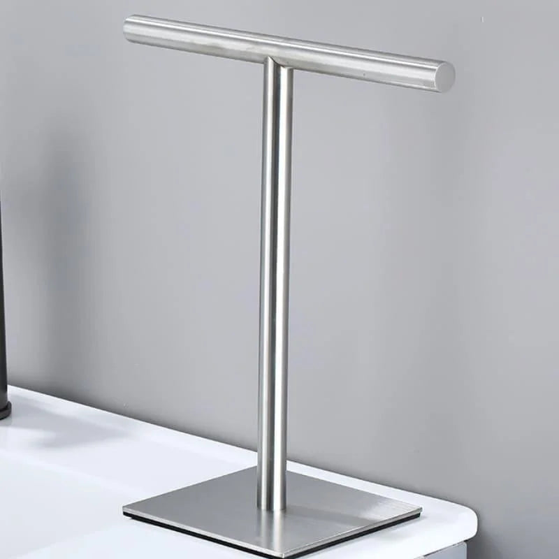 Stainless Steel Towel Holder with Rubber Base for Countertop