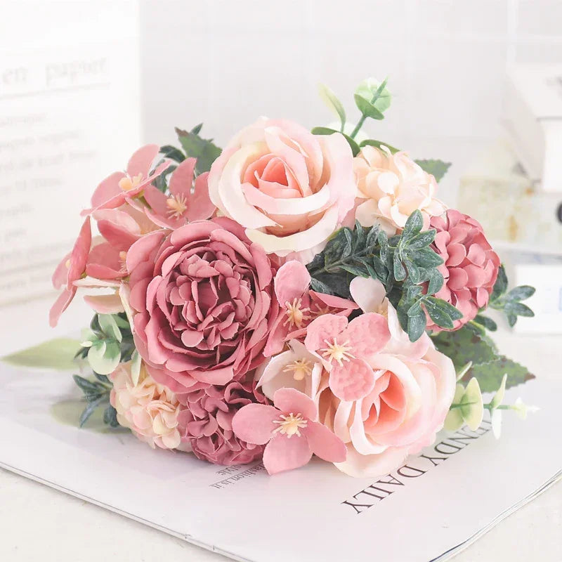 Artificial Floral Arrangement with Roses and Peonies for Home Decoration