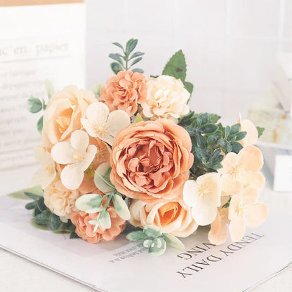 Artificial Floral Arrangement with Roses and Peonies for Home Decoration