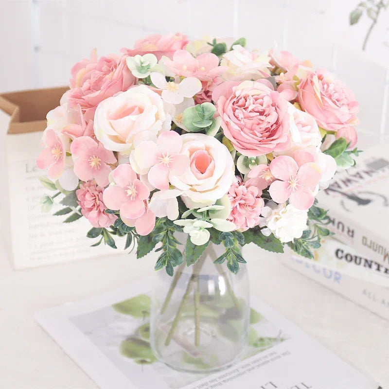 Artificial Floral Arrangement with Roses and Peonies for Home Decoration