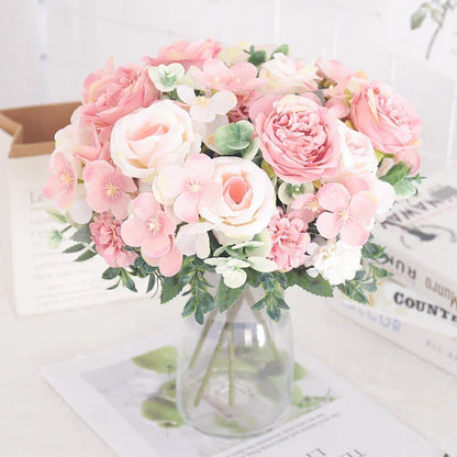 Artificial Floral Arrangement with Roses and Peonies for Home Decoration