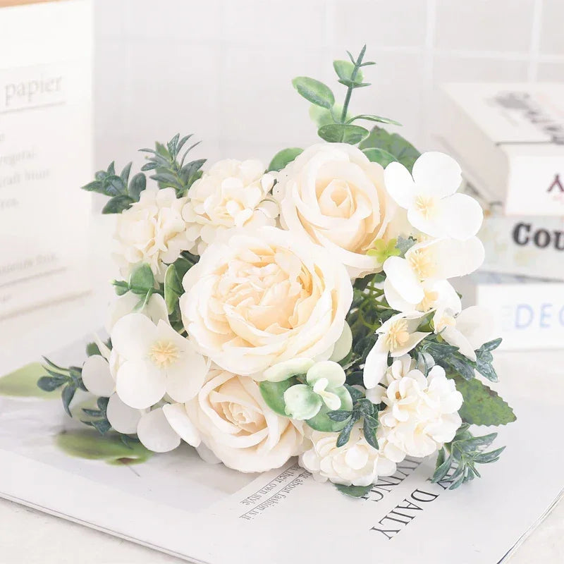 Artificial Floral Arrangement with Roses and Peonies for Home Decoration