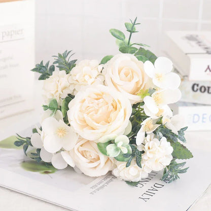 Artificial Floral Arrangement with Roses and Peonies for Home Decoration
