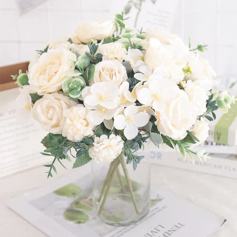 Artificial Floral Arrangement with Roses and Peonies for Home Decoration