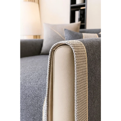 Non-Slip Grey Cotton and Linen Sofa Cover