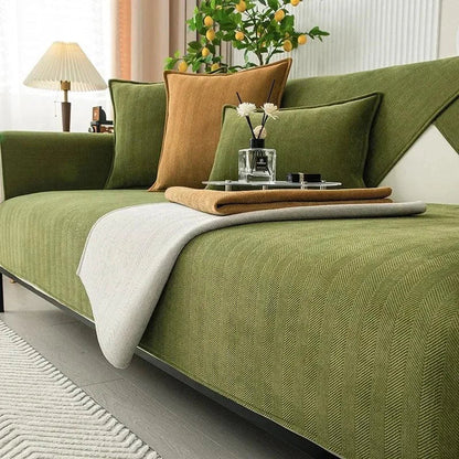 Green Non-Slip Chenille Sofa Cover