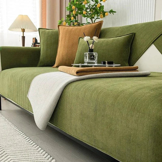 Green Non-Slip Chenille Sofa Cover