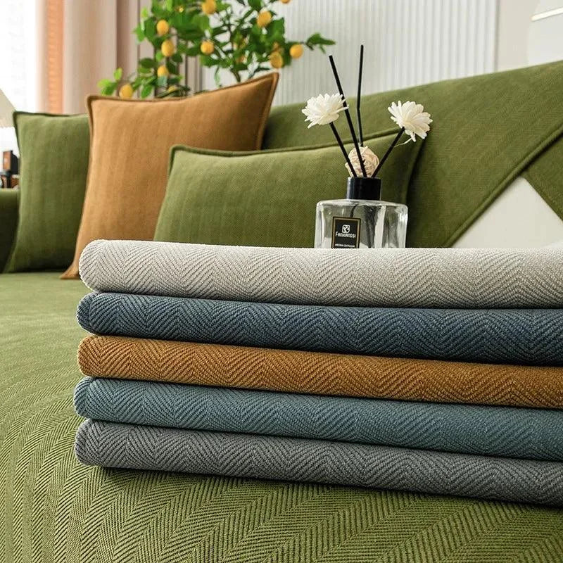 Green Non-Slip Chenille Sofa Cover