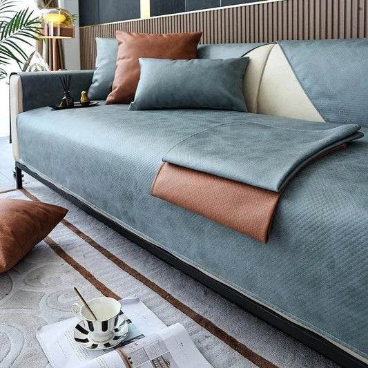 Premium Water-Resistant and Scratch-Resistant Sofa Cover in Bluish Grey