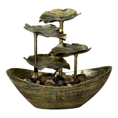 Decorative Table Fountain with Lotus Waterfall LED USB Pump