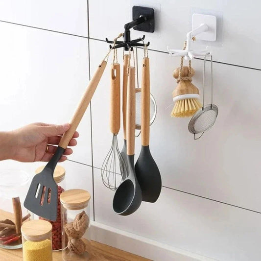 Self-Adhesive Rotating Hooks in ABS for Organizing Accessories and Clothes