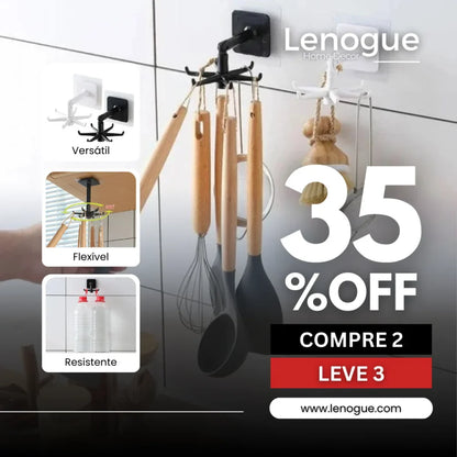 Self-Adhesive Rotating Hooks in ABS for Organizing Accessories and Clothes