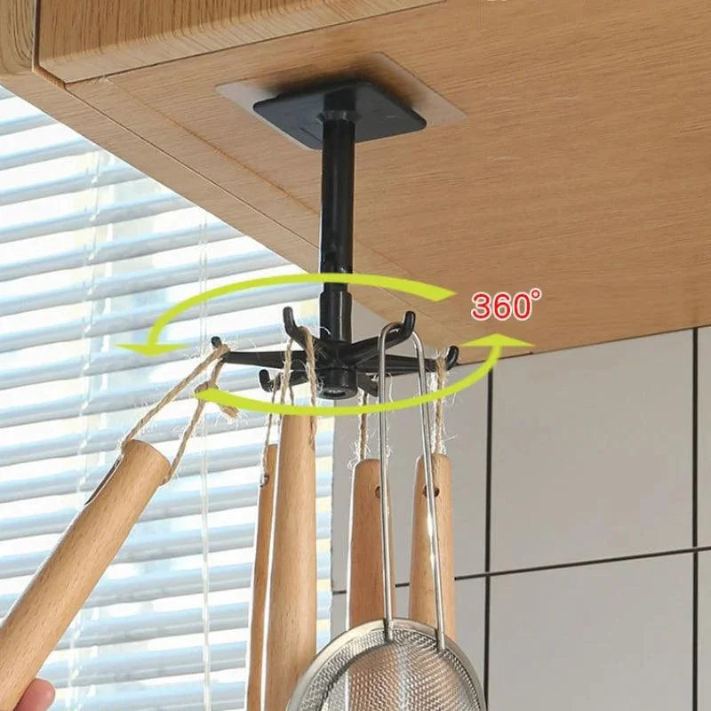 Self-Adhesive Rotating Hooks in ABS for Organizing Accessories and Clothes