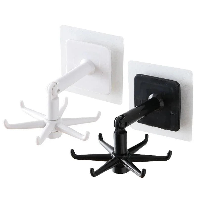 Self-Adhesive Rotating Hooks in ABS for Organizing Accessories and Clothes