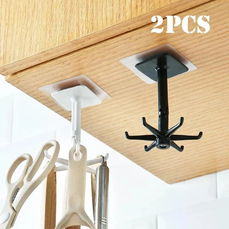 Self-Adhesive Rotating Hooks in ABS for Organizing Accessories and Clothes
