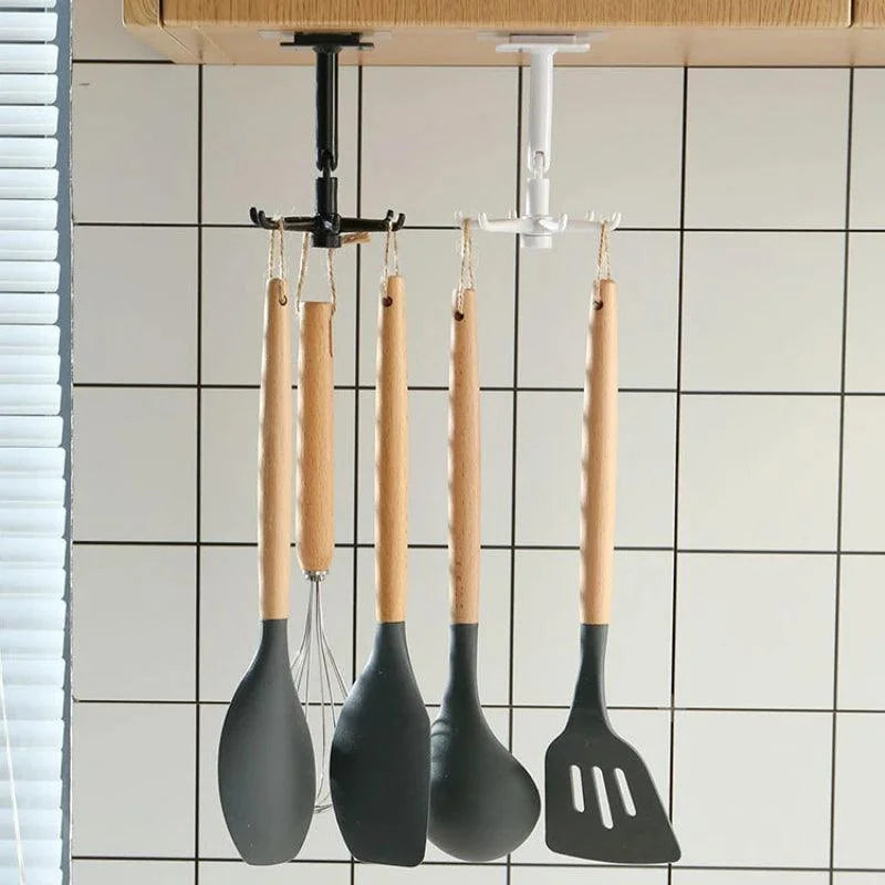 Self-Adhesive Rotating Hooks in ABS for Organizing Accessories and Clothes