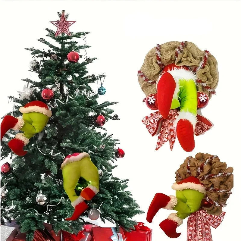 Christmas Wreath with Elf Legs and Jute for Door