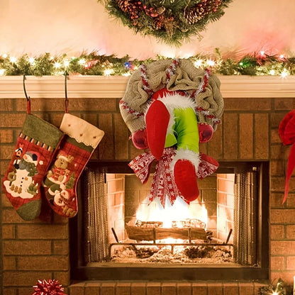 Christmas Wreath with Elf Legs and Jute for Door