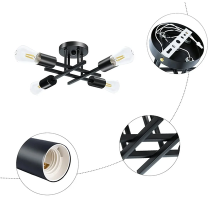 Modern Black Ceiling Light with Sputnik Design for Living Room