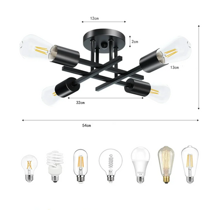 Modern Black Ceiling Light with Sputnik Design for Living Room
