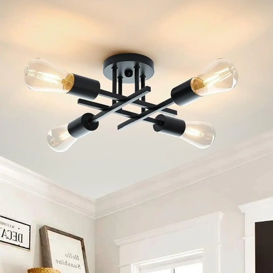 Modern Black Ceiling Light with Sputnik Design for Living Room
