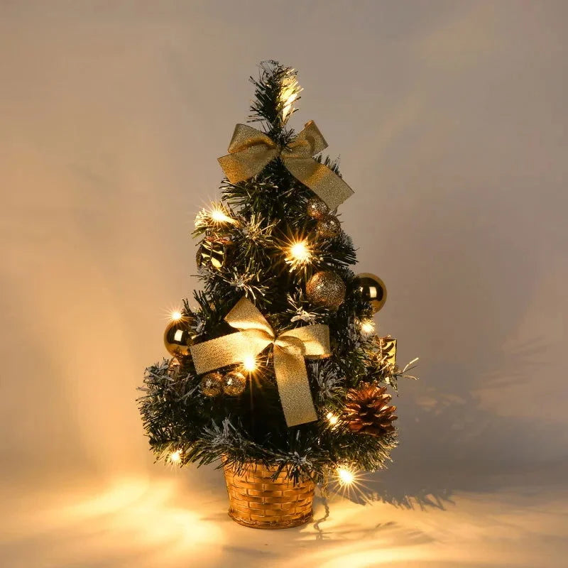 Mini LED Christmas Tree with Decorations and Pine Needles