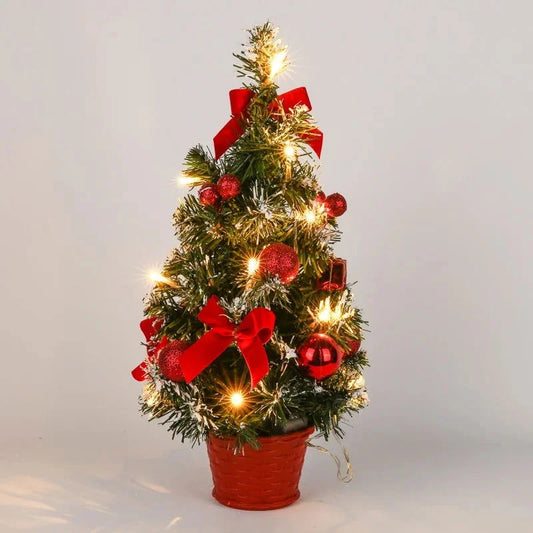 Mini LED Christmas Tree with Decorations and Pine Needles