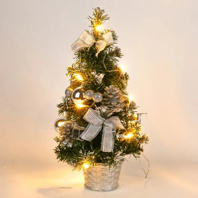 Mini LED Christmas Tree with Decorations and Pine Needles