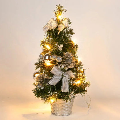 Mini LED Christmas Tree with Decorations and Pine Needles
