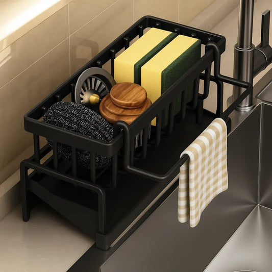 Sink Organiser with Shelf and Drain for Kitchen