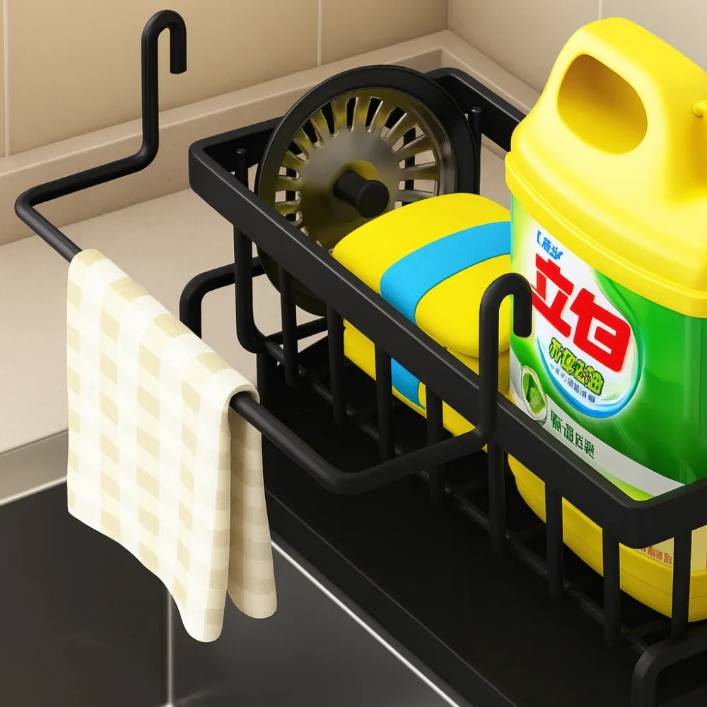 Sink Organiser with Shelf and Drain for Kitchen