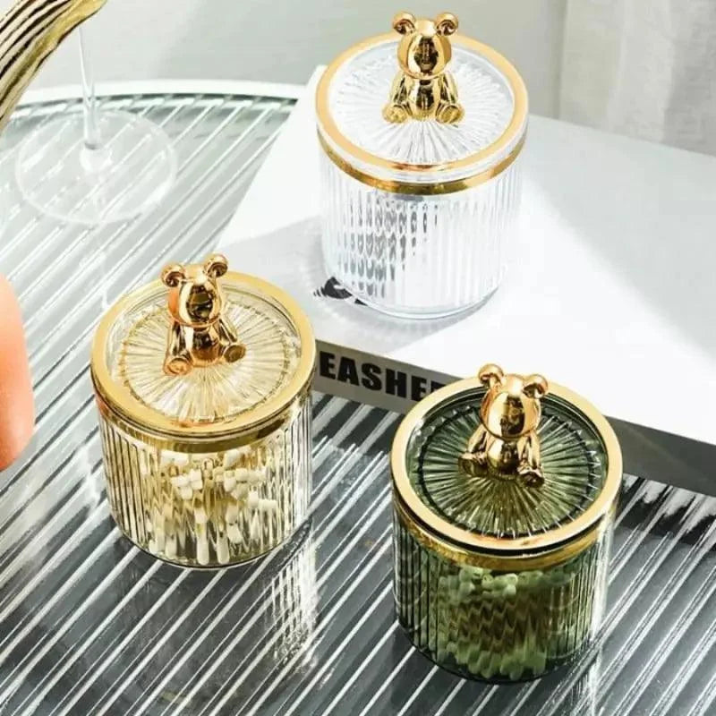 Acrylic Cotton Swab and Cotton Organizer for Bathroom and Beauty