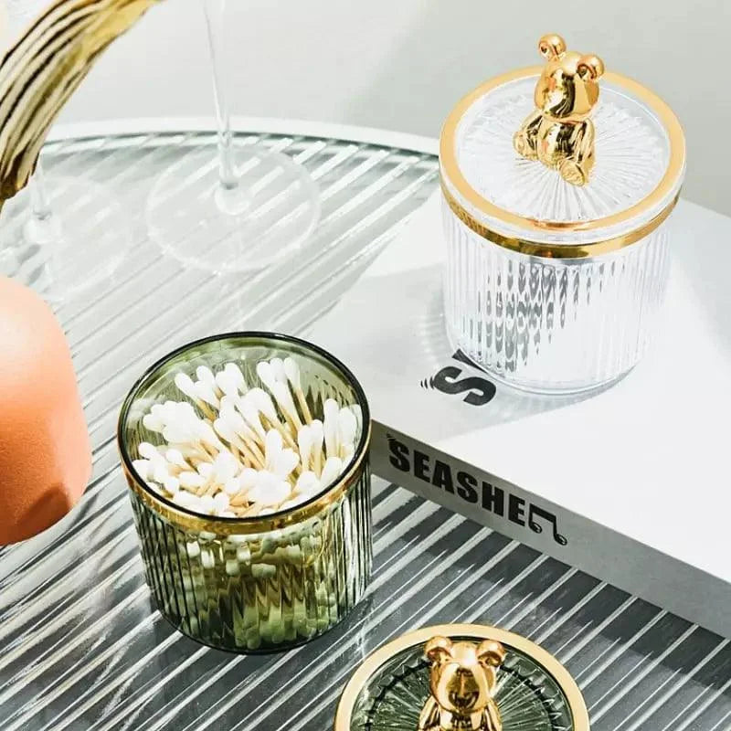 Acrylic Cotton Swab and Cotton Organizer for Bathroom and Beauty