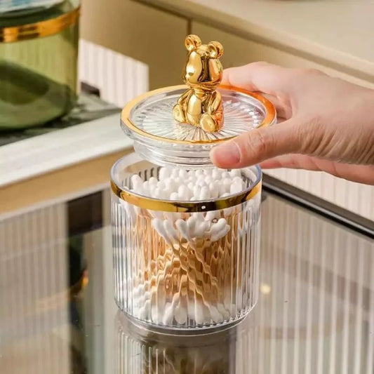 Acrylic Cotton Swab and Cotton Organizer for Bathroom and Beauty