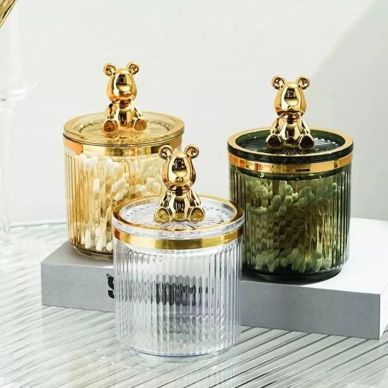Acrylic Cotton Swab and Cotton Organizer for Bathroom and Beauty