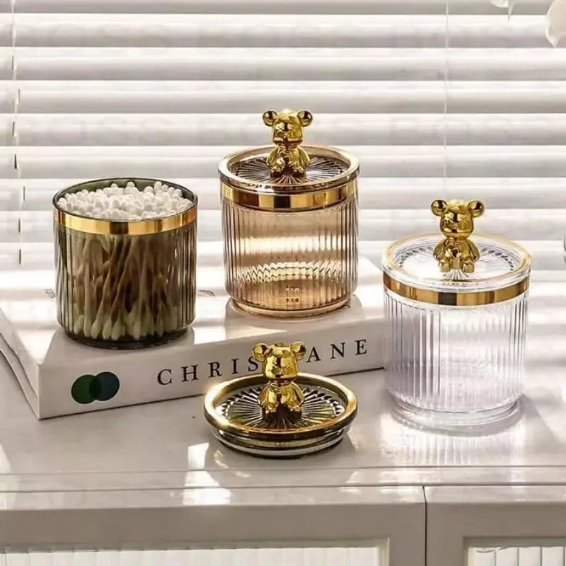 Acrylic Cotton Swab and Cotton Organizer for Bathroom and Beauty