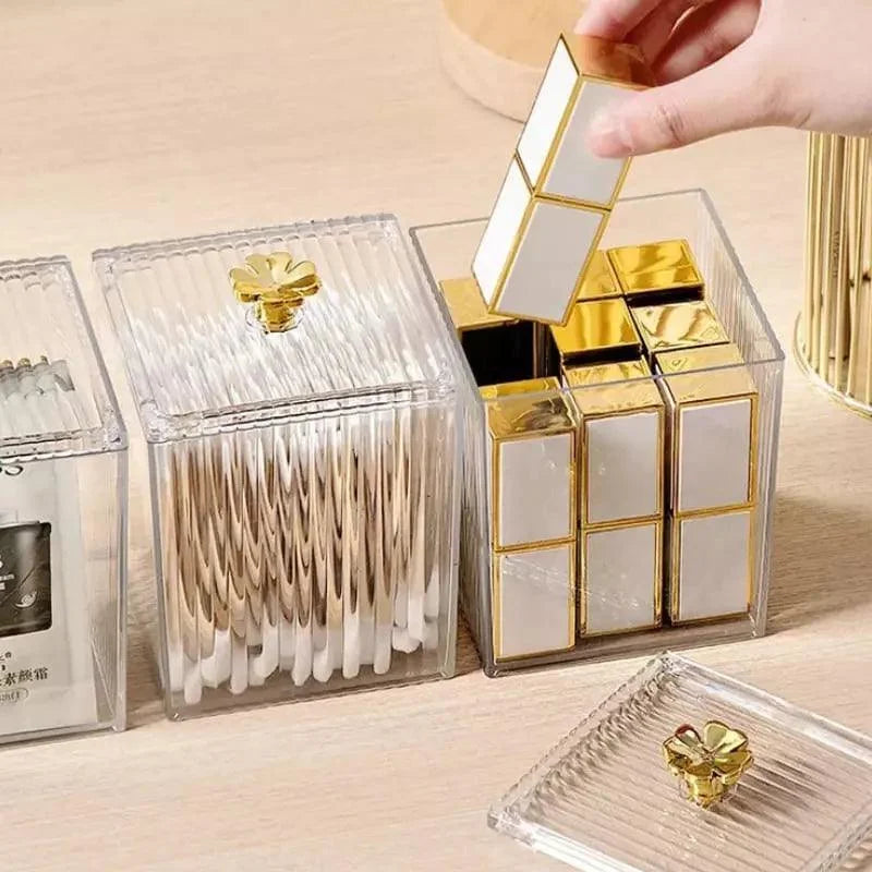 Acrylic Cotton Swab and Cotton Organizer for Bathroom and Bedroom