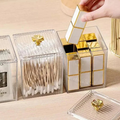 Acrylic Cotton Swab and Cotton Organizer for Bathroom and Bedroom