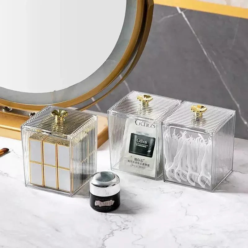 Acrylic Cotton Swab and Cotton Organizer for Bathroom and Bedroom