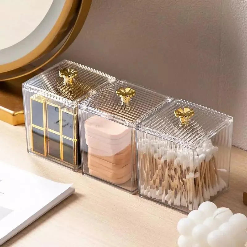 Acrylic Cotton Swab and Cotton Organizer for Bathroom and Bedroom