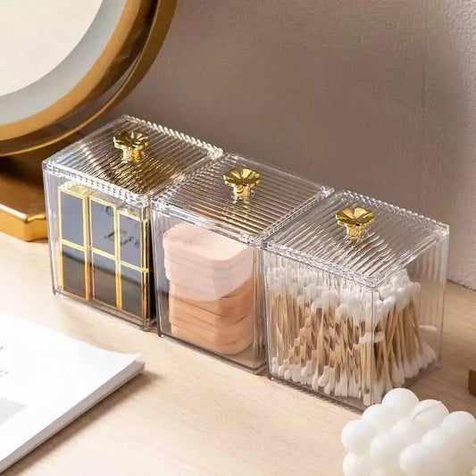 Acrylic Cotton Swab and Cotton Organizer for Bathroom and Bedroom