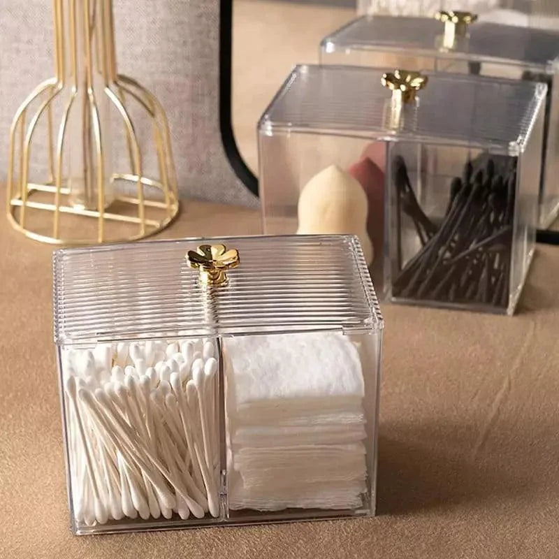 Acrylic Cotton Swab and Cotton Organizer for Bathroom and Bedroom