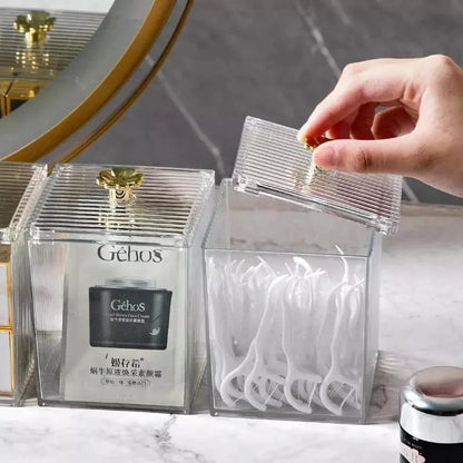Acrylic Cotton Swab and Cotton Organizer for Bathroom and Bedroom
