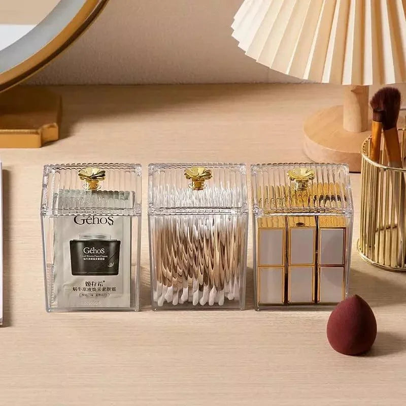 Acrylic Cotton Swab and Cotton Organizer for Bathroom and Bedroom