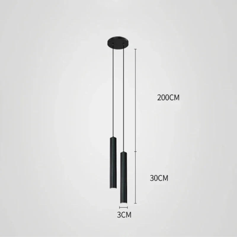 Double LED Pendant Light in Cylindrical Style for Dining Room